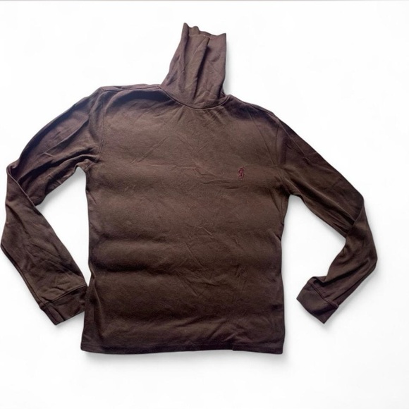 Polo Ralph Lauren brown turtleneck long sleeve top size M classic neutral basic - Picture 2 of 7